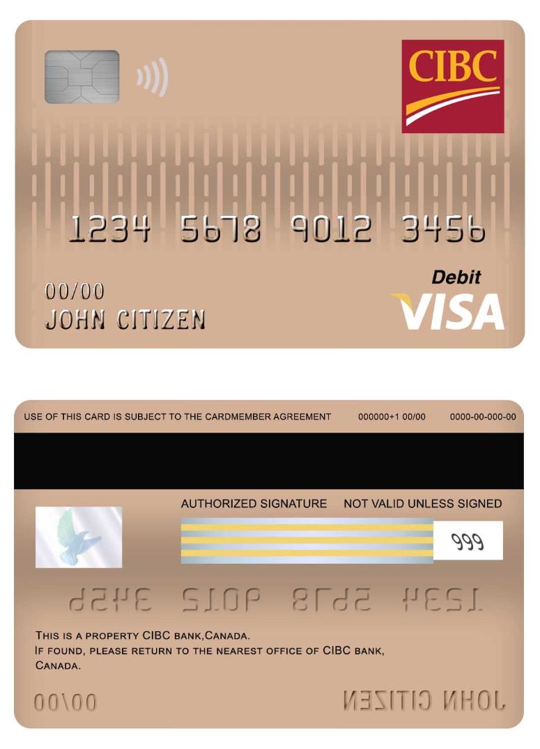 Canada CIBC bank visa debit card